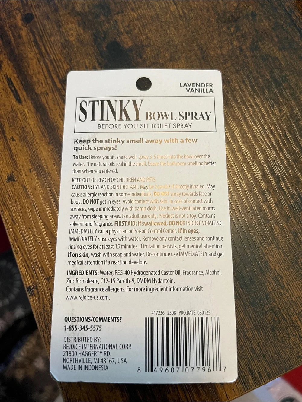 Bowl Spray - Lavender Vanilla (White)